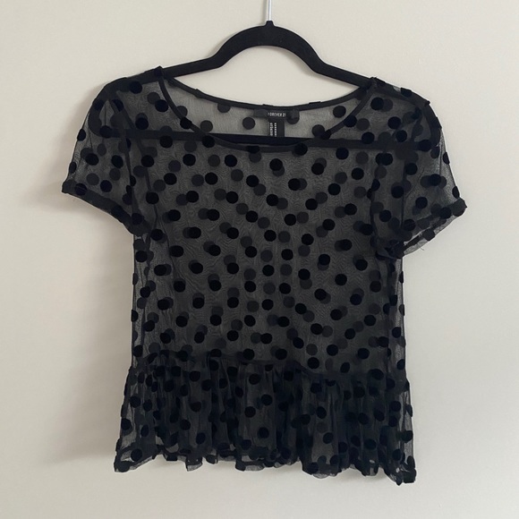 Sheer black poka-dots blouse from Forever21 - Picture 1 of 3